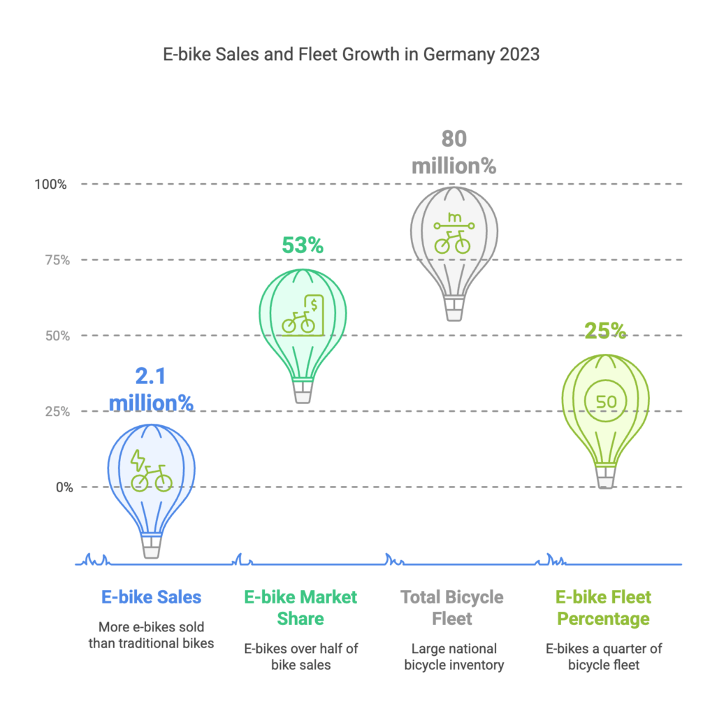 Chart of E-bike Sales and Fleet Growth in Germany 2023